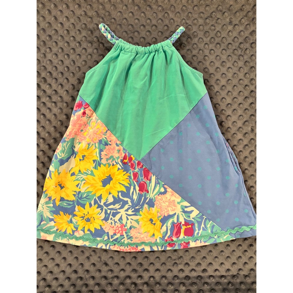 Matilda Jane Dream Chaser Pieced Patchwork Dot & Floral Halter Dress EUC 4